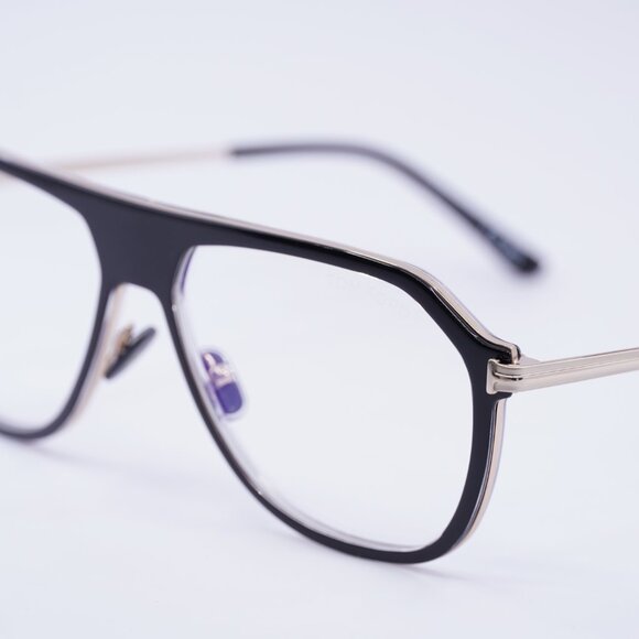 Tom Ford FT5943-B 003 Eyeglasses Black/Gold 56mm Aviator Frame, Blue Light Block - Picture 2 of 9